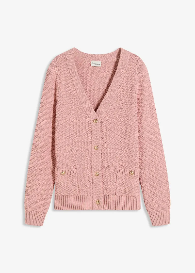 Melange Strickjacke mit goldfarbigen Knöpfen | Bonprix DE