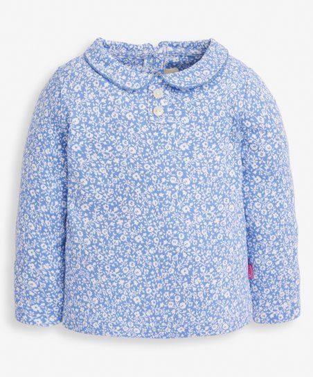 Blue Ditsy Floral Peter Pan Collar Top - Infant, Toddler & Girls | Zulily