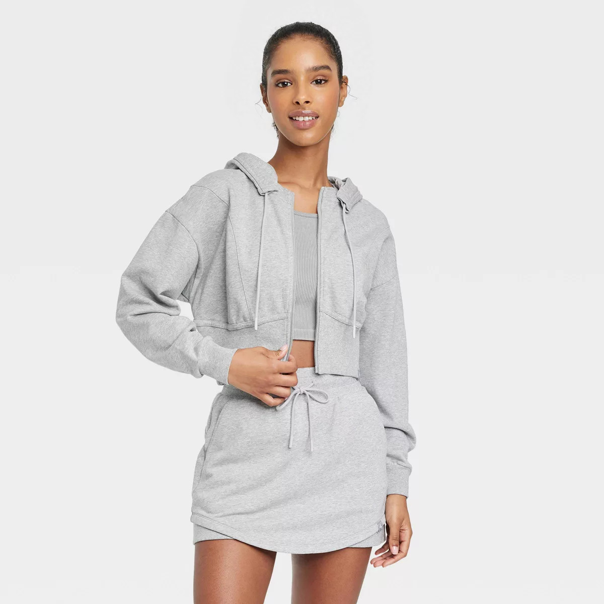 Women's Full Zip French Terry Cropped Hooded Sweatshirt - JoyLab™ | Target