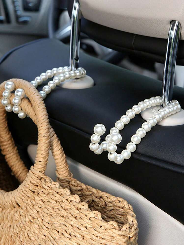 2pcs Car Hook Seat Back Hook Car Interior Use Pearl Storage Hook For Rear Seats | SHEIN