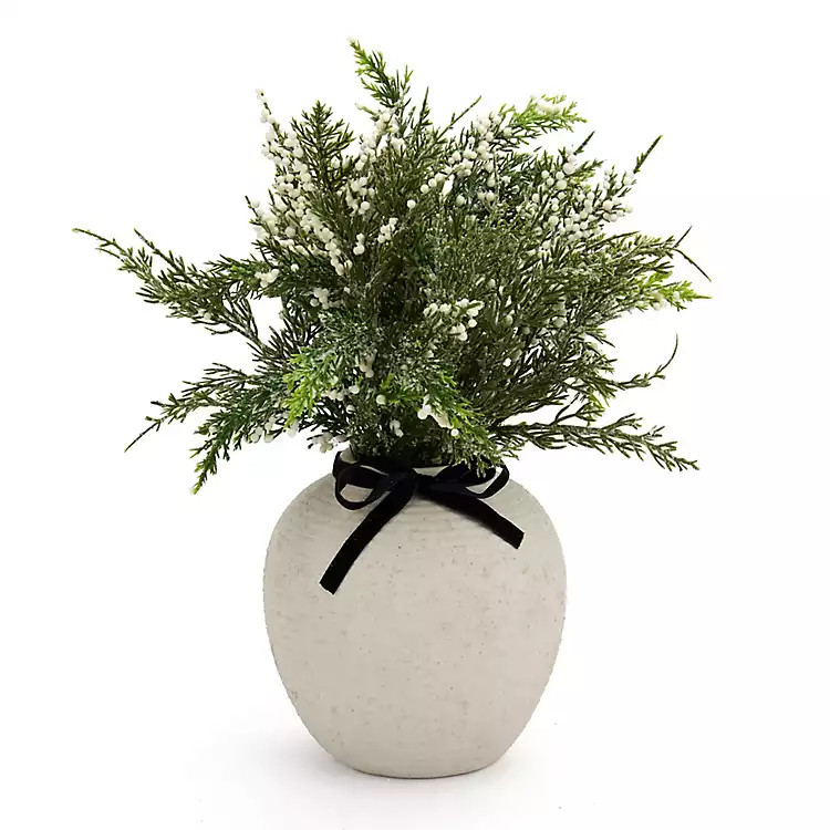 Snowy White Berry Arrangement with Black Bow | Kirklands Home | Kirklands