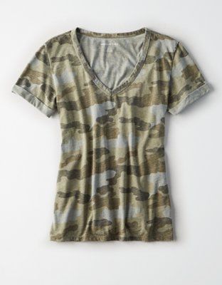 AE Camo V-Neck Tee | American Eagle Outfitters (US & CA)