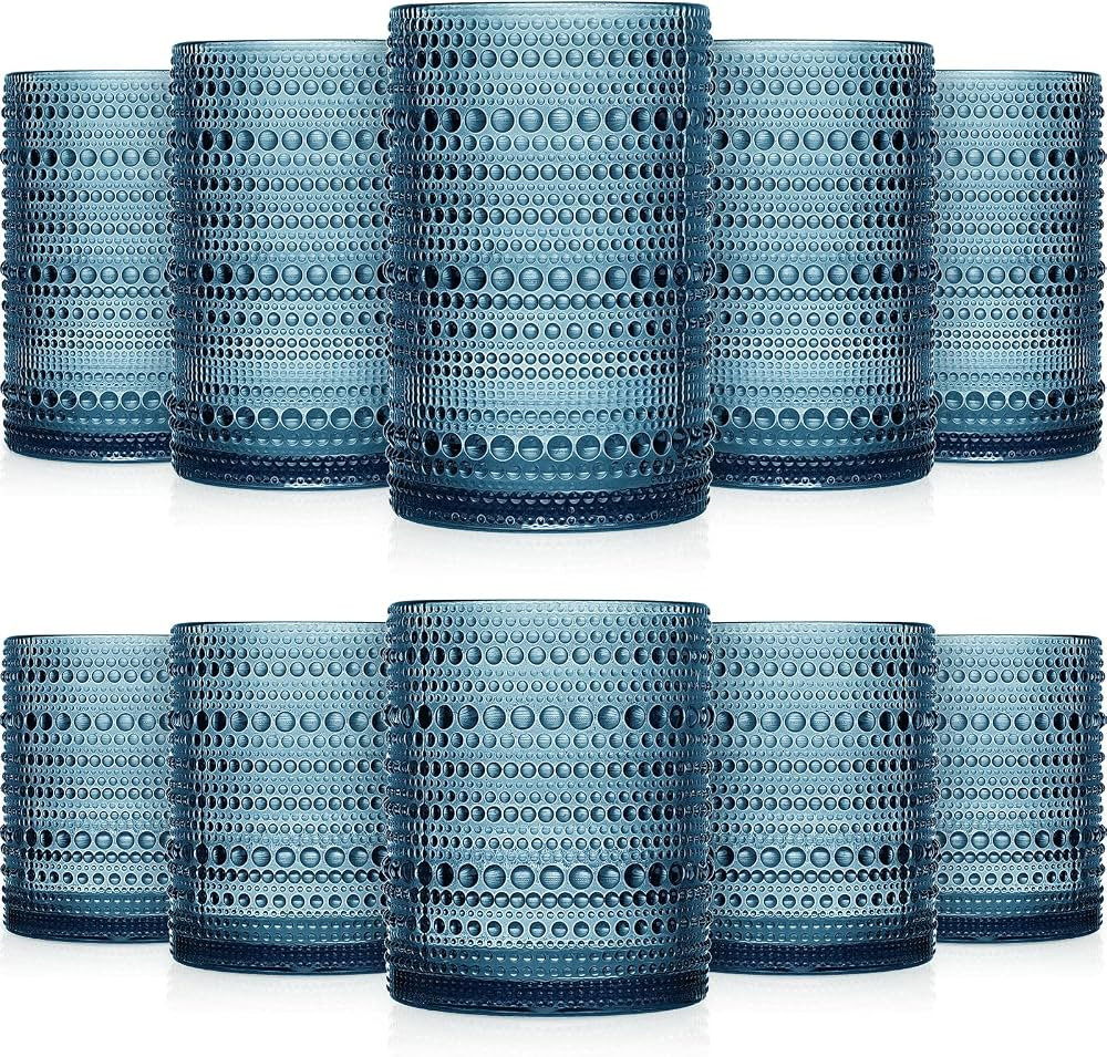 Foaincore 12 Count Hobnail Drinking Glasses Set Vintage Glassware Old Fashioned Beverage Glasses ... | Amazon (US)