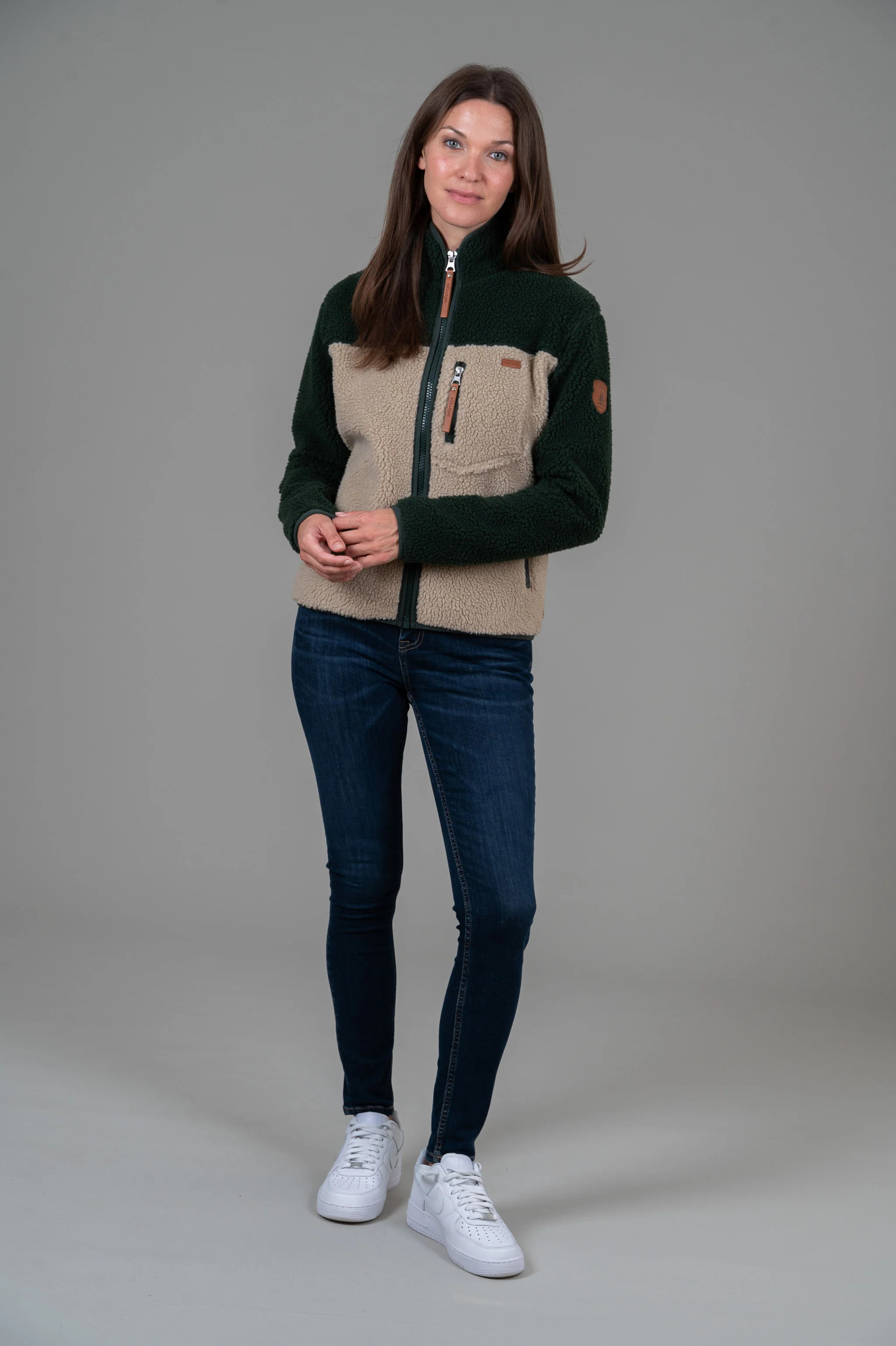 Blaise Full-Zip Sherpa Jacket Stone Deep Forest | Wanakome