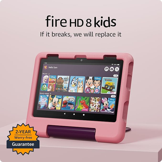Amazon Fire HD 8 Kids tablet (newest model), ages 3-7. With bright 8" HD screen. Includes ad-free... | Amazon (US)