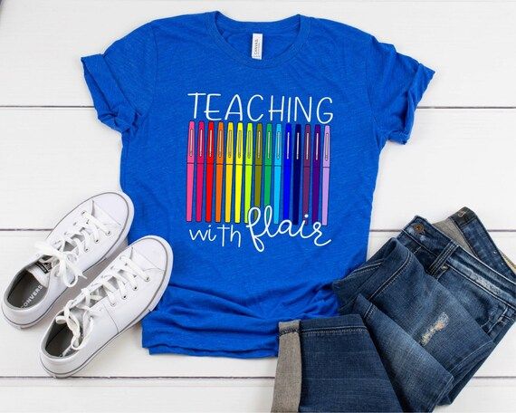 teaching with flair shirt//Cute teacher shirt//Virtual teacher// 1st grade tshirt//funny teacher ... | Etsy (US)