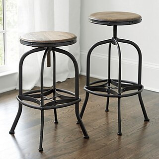 Allen Adjustable Swivel Stool with Distressed Pecan Seat & Metal Frame | Ballard Designs, Inc.