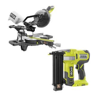 ONE+ 18V Cordless 2-Tool Combo Kit with 7-1/4 in. Sliding Compound Miter Saw and AirStrike Brad Nailer (Tools Only) | The Home Depot