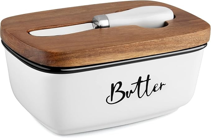 Butter Dish with Lid and Knife for Countertop, Airtight Butter Keeper for Counter or Fridge, Cera... | Amazon (US)