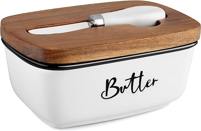 Butter Dish with Lid and Knife for Countertop, Airtight Butter Keeper for Counter or Fridge, Cera... | Amazon (US)