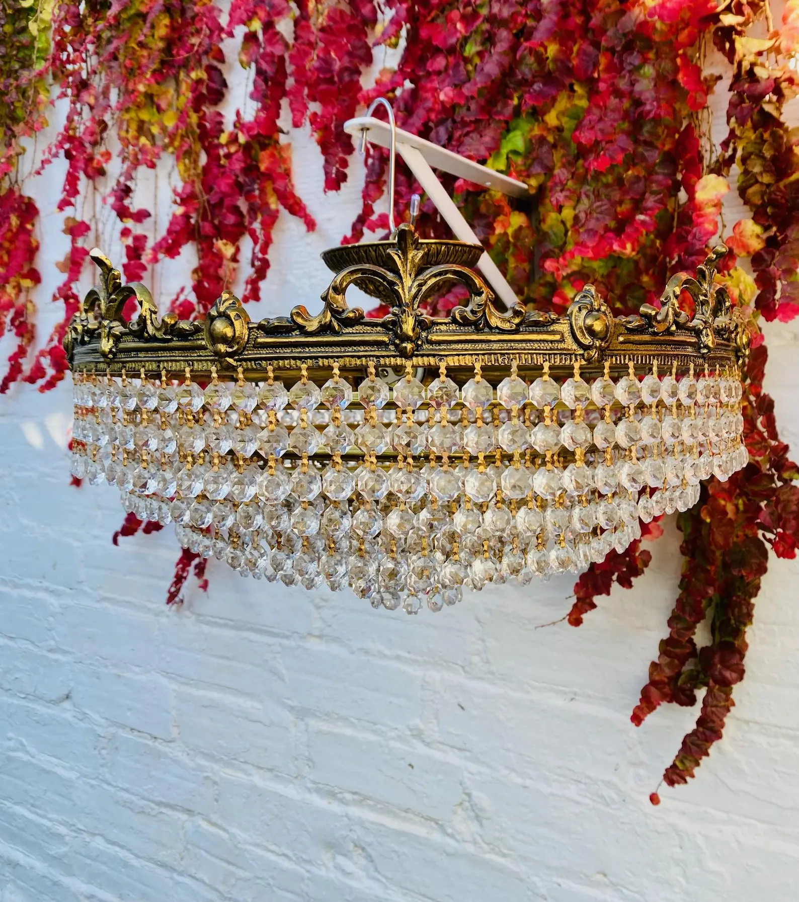 18.5 X 10" Antique Tiered Crystal Chandelier, Bronze, Semi Flush Mount, 4 Lights, Suitable for US... | Etsy (US)