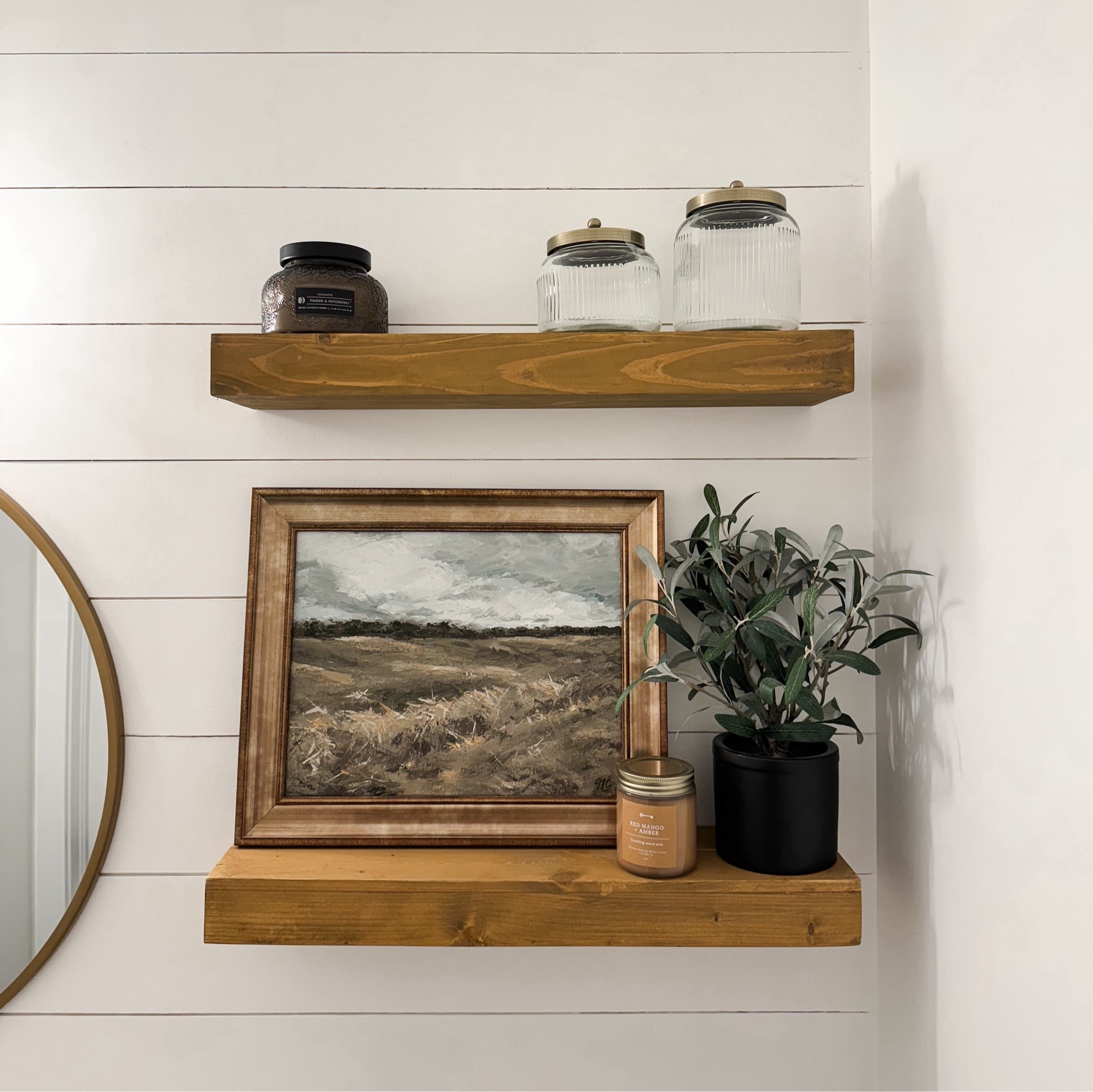 Neutral powder room decor 

Shelf decorations // target finds // olive tree // glass canisters // farmhouse decor // French country // white bathroom 

#LTKsalealert #LTKxTarget #LTKhome

#LTKSaleAlert #LTKHome #LTKFindsUnder50