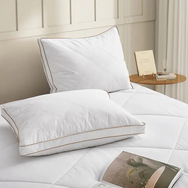 The Beyond Bed™ Set of 2 Goose Feather Down Gusseted Bed Pillow with Breathable Cotton Cover - ... | Bed Bath & Beyond