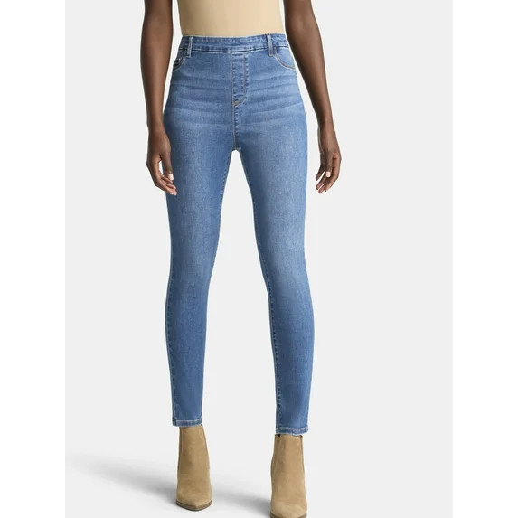 Time and Tru Women's High Rise Skinny Leg Denim Jegging, 28.5" Inseam, Sizes XS-XXXL | Walmart (US)