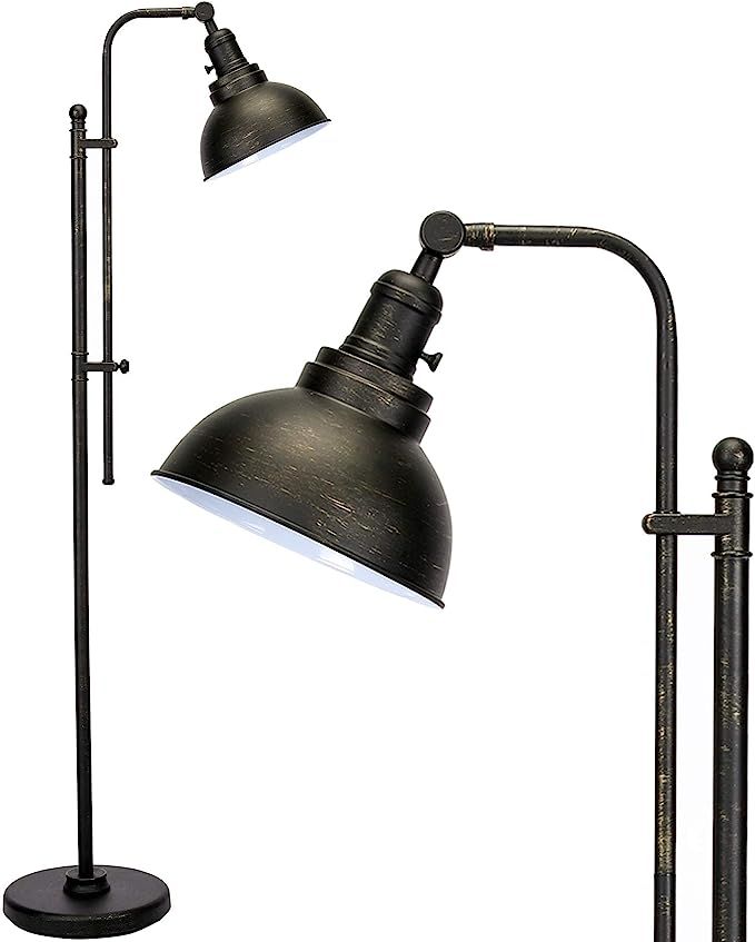 VONLUCE Industrial Floor Lamp Black, 65'' Rustic Task Floor Lamp in Antiqued Bronze Finish, Vinta... | Amazon (US)