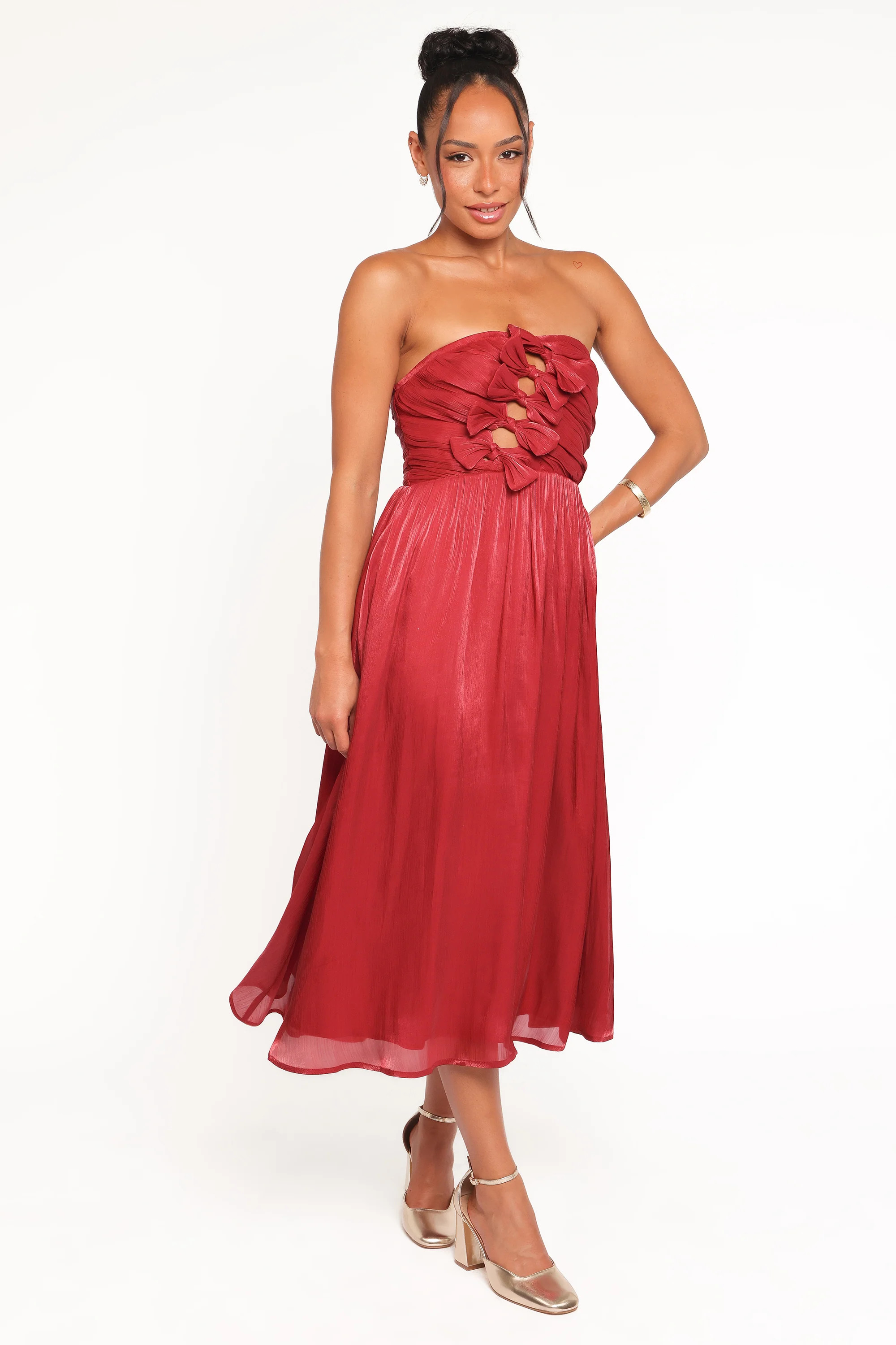 Mila Strapless Midi Dress - Red | Petal & Pup (US)