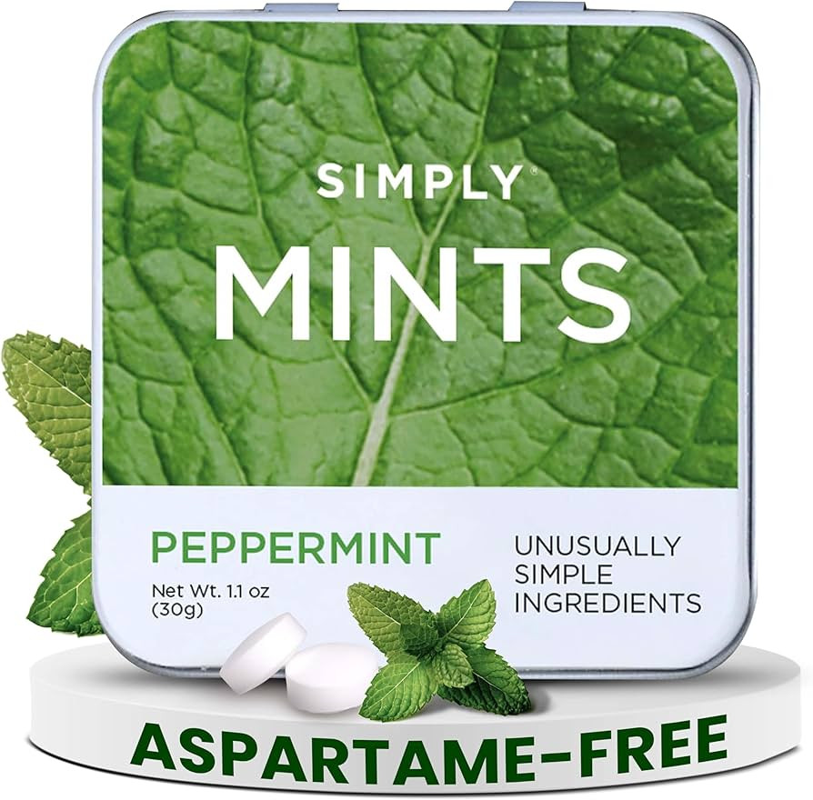 SIMPLY Mints | Peppermint Breath Mints | Pack of Six (180 Pieces Total) | Breath Freshening + Asp... | Amazon (US)
