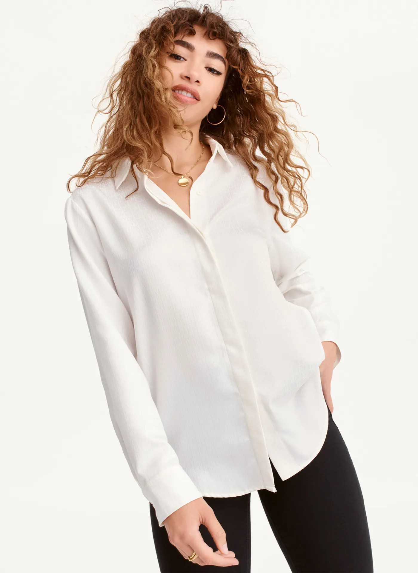 Allover Logo Woven Button-Up - DKNY | DKNY