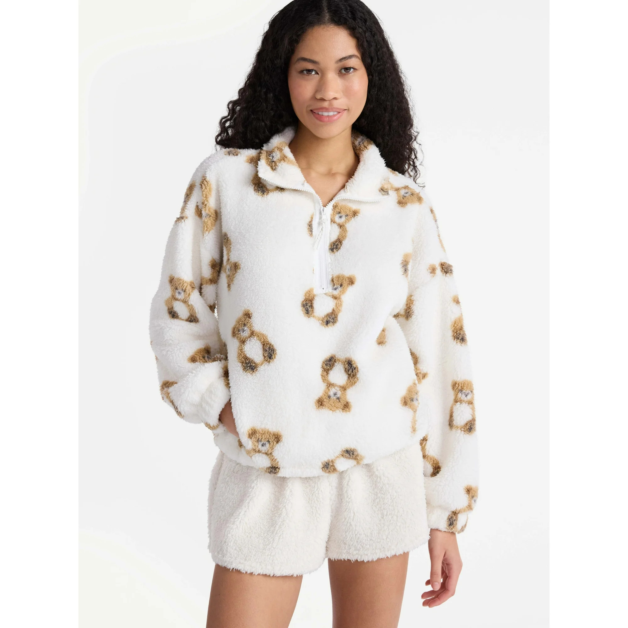No Boundaries Plush Half-Zip Pullover, Women's and Plus | Walmart (US)