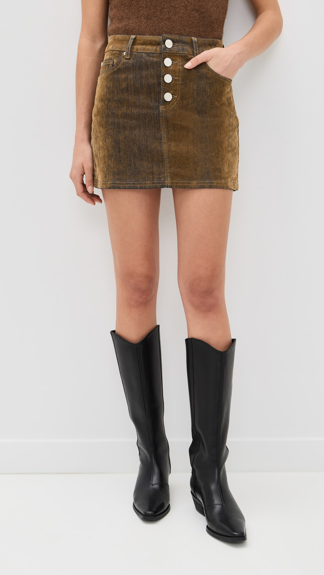 Corrie Flock Denim Mini Skirt | Shopbop