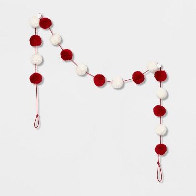 Pom Pom Garland White/Red - Wondershop™ | Target