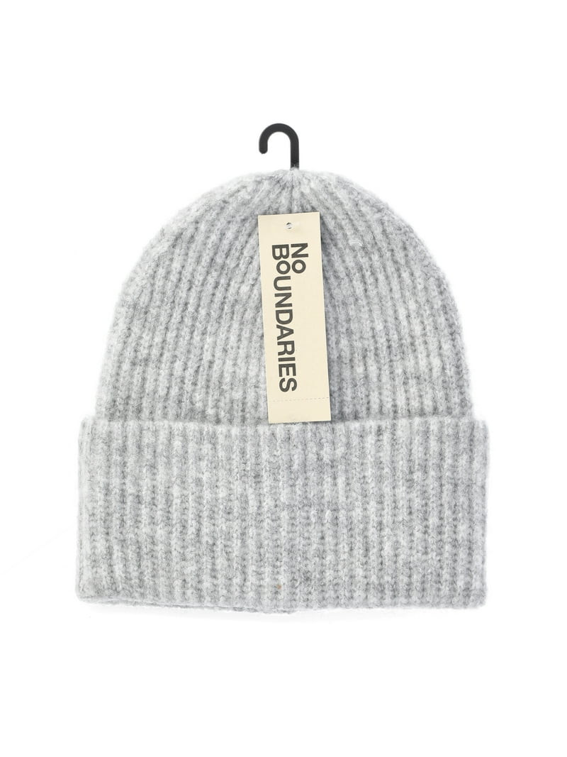 No Boundaries Ribbed Fisherman Beanie, Women's, Light Grey Heather | Walmart (US)
