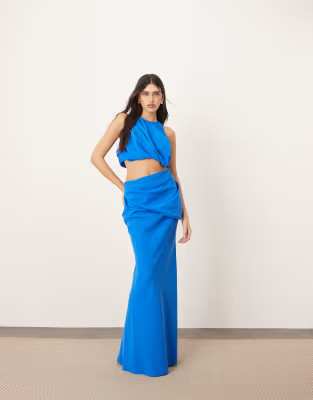 ARRANGE drape detail maxi skirt co-ord in bold blue | ASOS (Global)