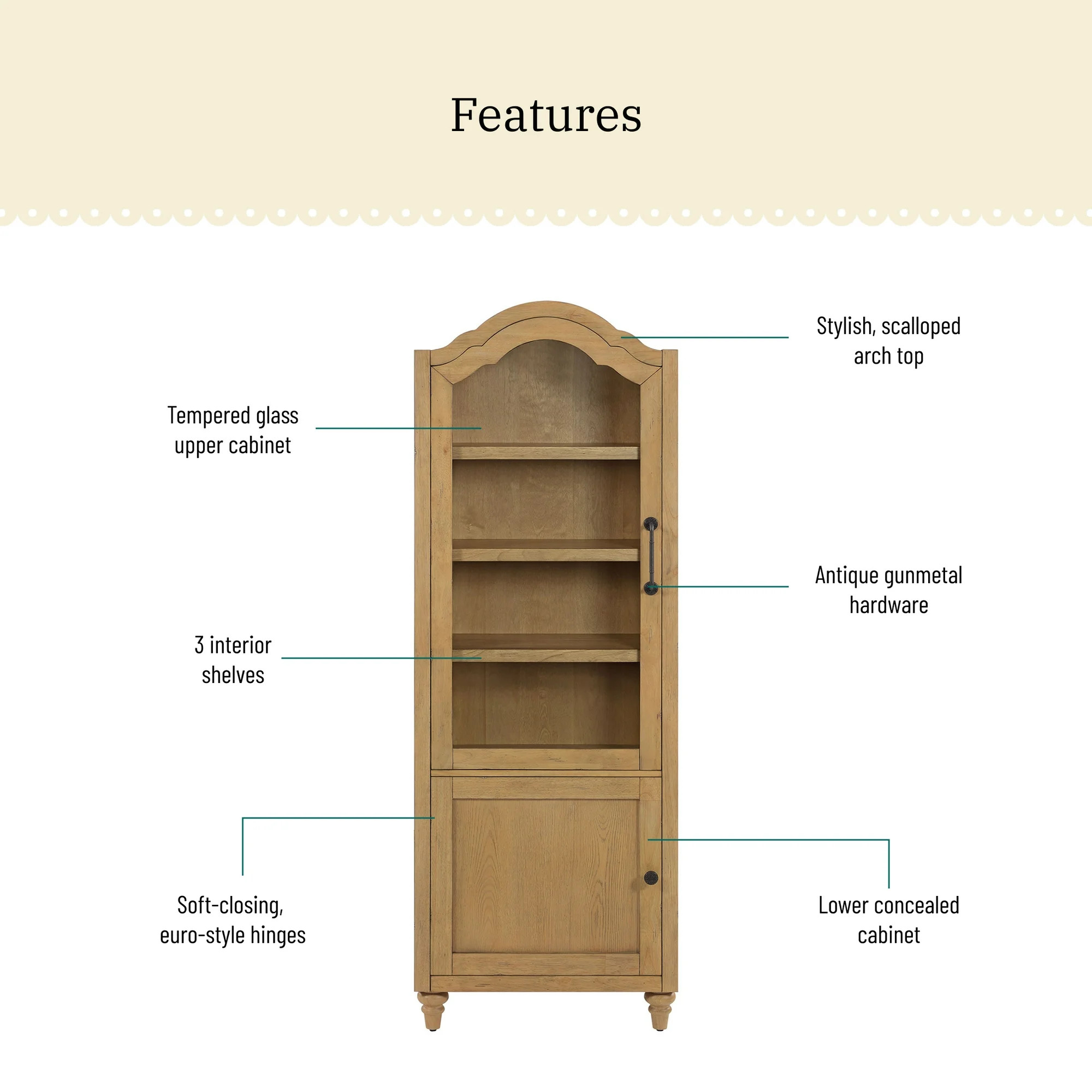 The Pioneer Woman Willa Dining Hutch Cabinet, Heirloom Wheat Finish | Walmart (US)