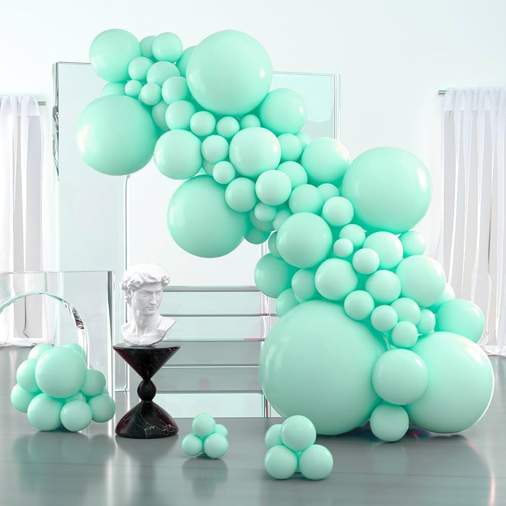 PartyWoo Mint Balloons, 100 pcs Pastel Teal Balloons Different Sizes Pack of 36 Inch 18 Inch 12 I... | Amazon (US)