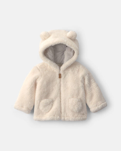 Baby Bear Teddy Fleece Zip-Up Hoodie - Cream | Carter's Inc
