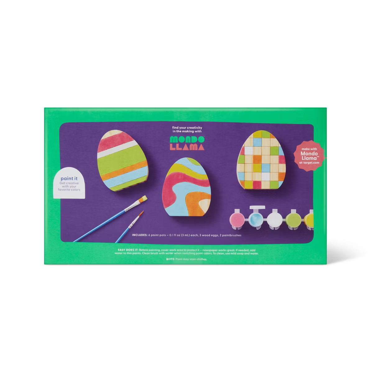 Easter Craft 3ct Wooden Eggs Painting Kit- Mondo Llama™ | Target