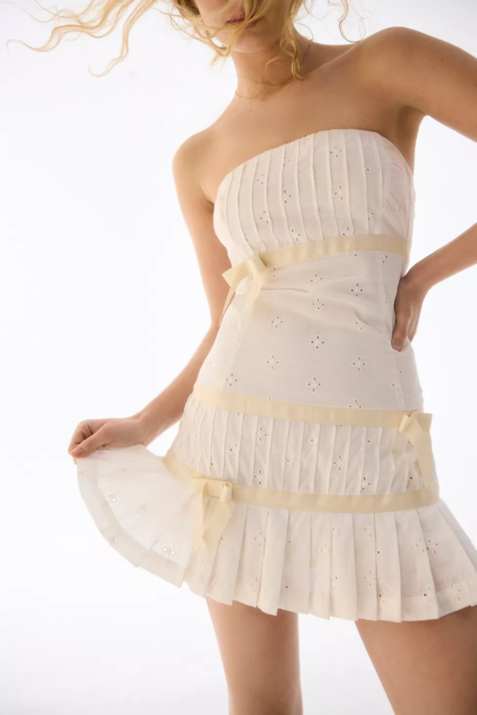 Kimchi Blue Violetta Eyelet Strapless Mini Dress | Urban Outfitters (US and RoW)