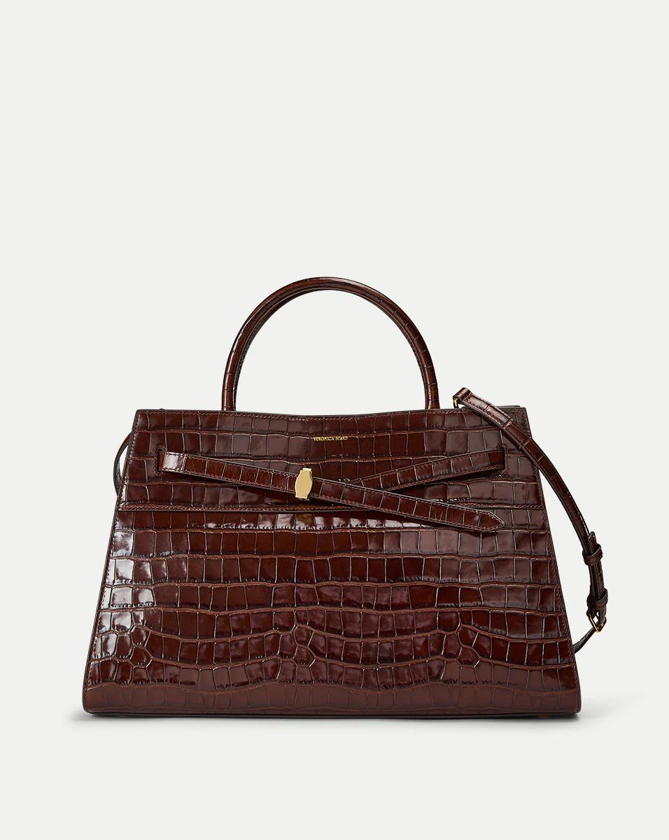 Large Croc-Embossed Dash Bag in Chestnut | Veronica Beard | Veronica Beard