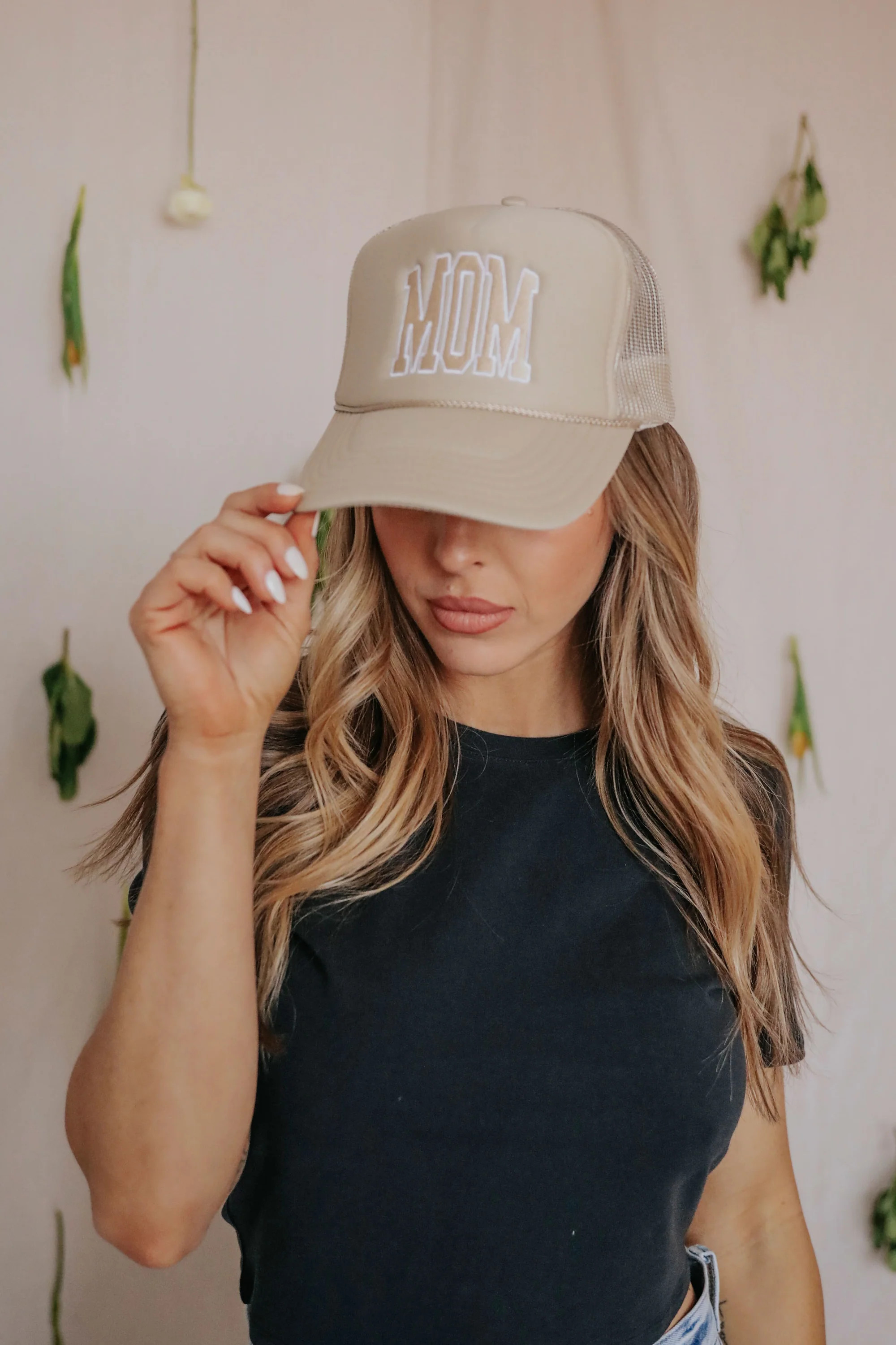 charlie southern: mom block tan trucker hat | RIFFRAFF