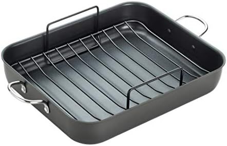 T-fal, Ultimate Hard Anodized, Nonstick 16 In. x 13 In. Roaster with Rack, Black, , 16 Inch x 13 ... | Amazon (US)