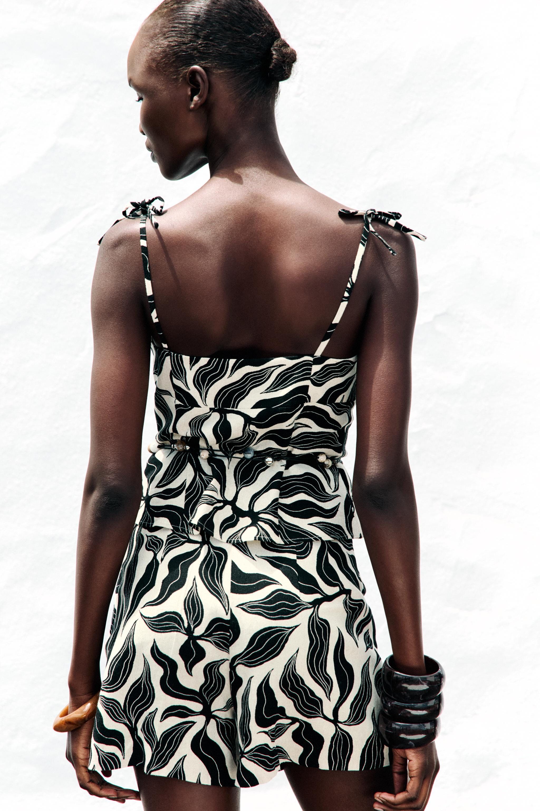 PRINTED LINEN TOP | Zara US