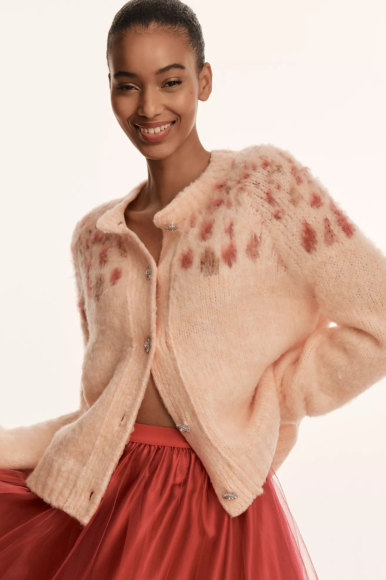Maeve Brushed Embellished Wool Blend Cardigan | Anthropologie (US)