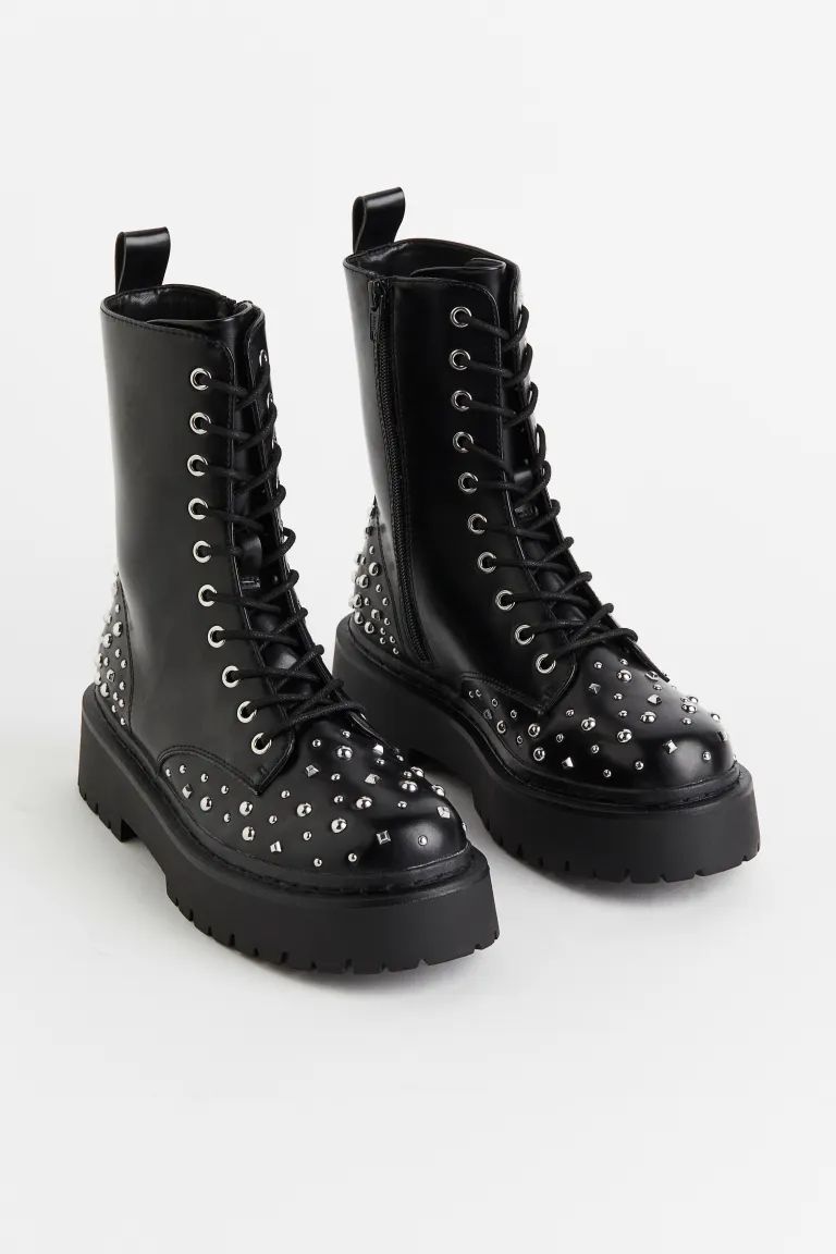 Studded Lace-up Boots | H&M (US + CA)