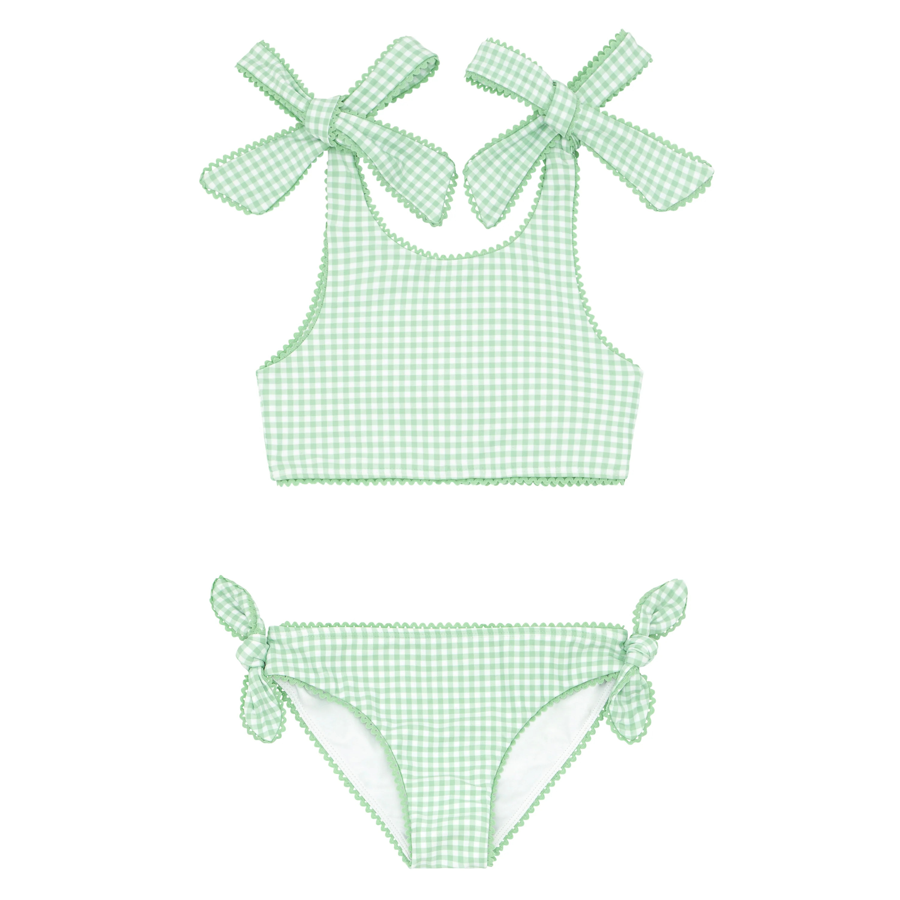 girls palm gingham tie-knot bikini | minnow