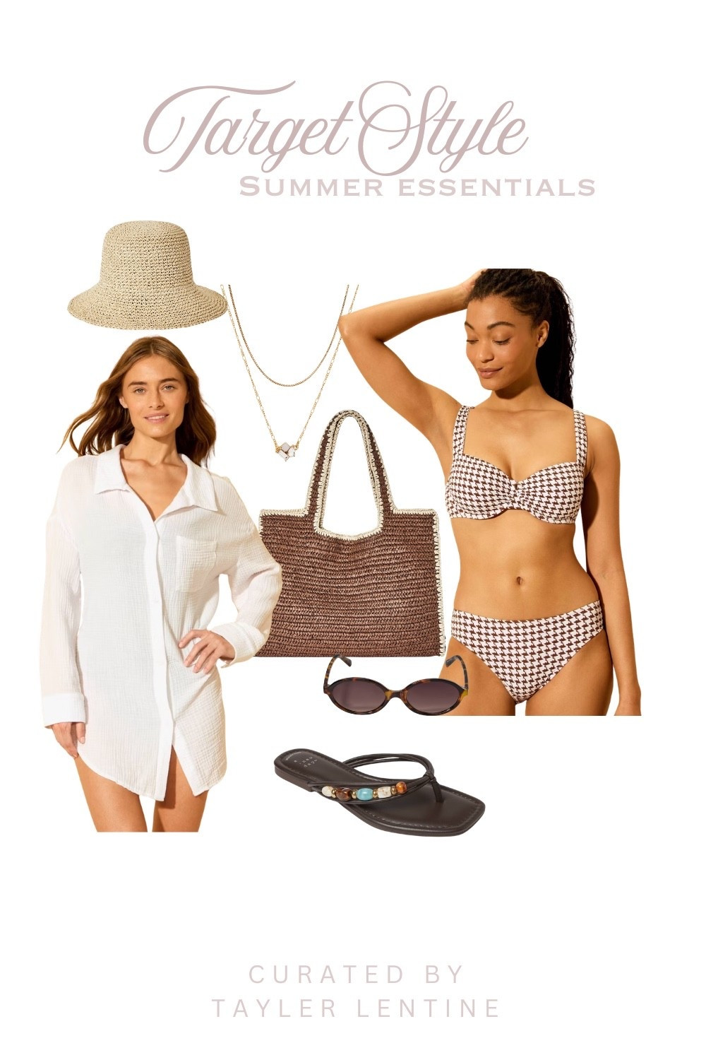 Get an effortless neutral summer look with these chic Target fashion finds. This outfit features a flattering bikini set, an oversized lightweight cover up shirt dress, a woven tote bag, neutral sandals, sunglasses and delicate gold jewelry perfect for a beach day, poolside lounging or a summer vacation outfit.

If you’re looking for coastal inspired outfit ideas, neutral summer style or affordable Target fashion finds, this look is timeless, comfortable and easy to wear. Perfect for moms, travel days or everyday summer outfits. 

Save this for your next beach trip or vacation outfit inspiration.

#LTKMidsize #LTKSwim #LTKootd