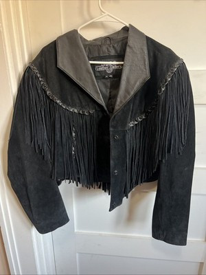 Black Real Suede And Leather Fringe Jacket Women’s XL Western Style | eBay US