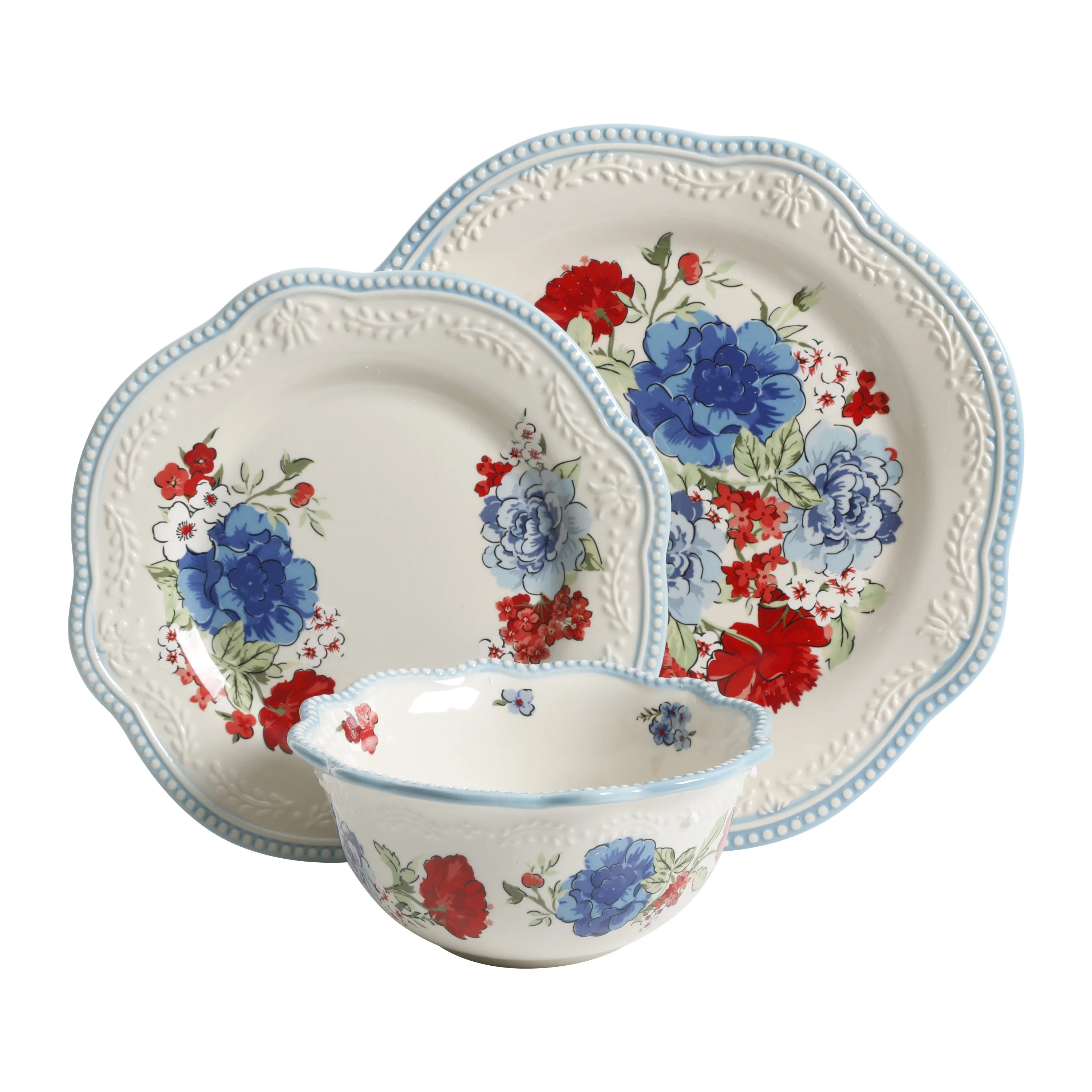 The Pioneer Woman Classic Charm Dinnerware Set, 12-Piece Set - Walmart.com | Walmart (US)