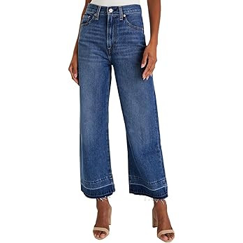 Astylish Womens Trendy High Waisted Cropped Jeans Fashion Wide Leg Stretchy Baggy Denim Capri Pan... | Amazon (CA)