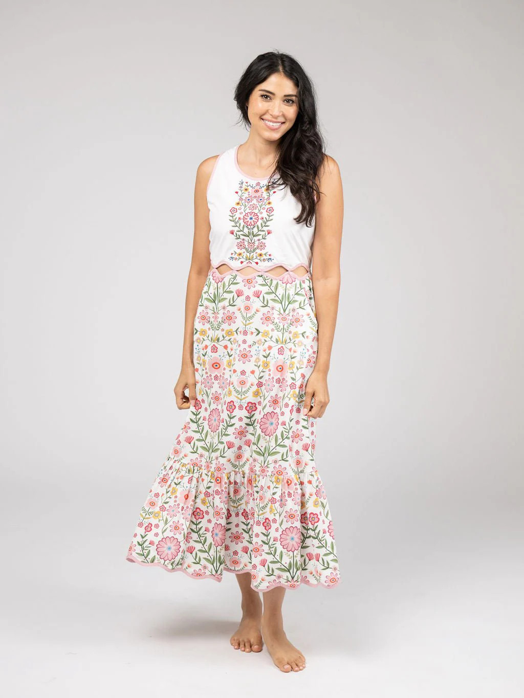 The Lina Dress | Pink Folk Flower | Beau & Ro