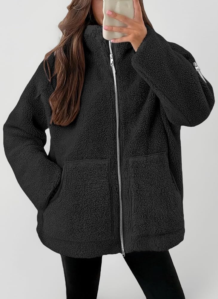 Teddy Fleece Jacket Women Ladies Lightweight Warm Full Zip Coat Breathable Ladies Coats Long Slee... | Amazon (UK)