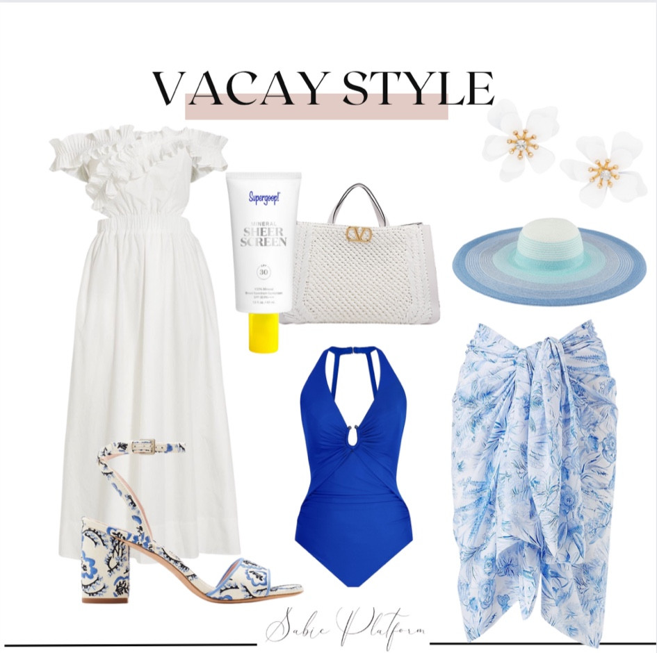 Vacation looks, vacation dress, vacation dresses, spring dresses, spring looks, resort wear, spring break, bikini, sunscreen, beach hat, sun hat, one piece swimsuit, flower earrings, earrings, saks 5th avenue, sabic platform, valentino, valentino tote, beach tote, sandals, floral sandals

#LTKtravel #LTKSeasonal #LTKswim