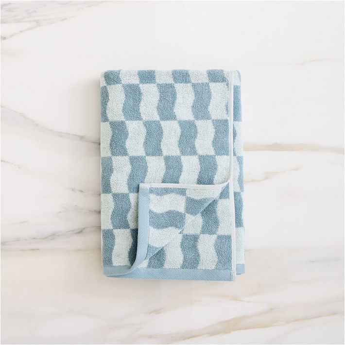 Wavy Blocks Towel | West Elm (US)