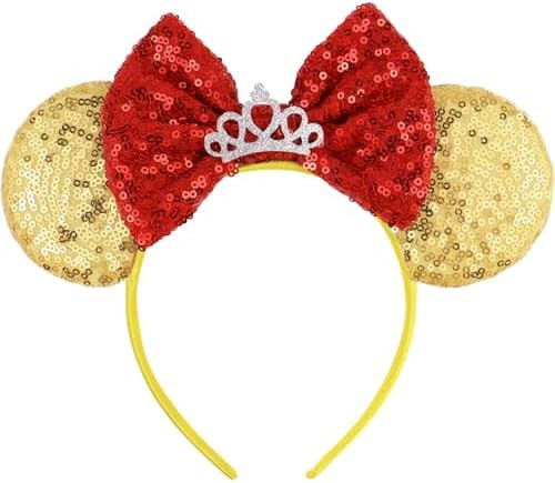 Mouse Ears Headband for Princess, Gold Sequin Mouse Ears for Women Princess Birthday Party Hallow... | Amazon (US)
