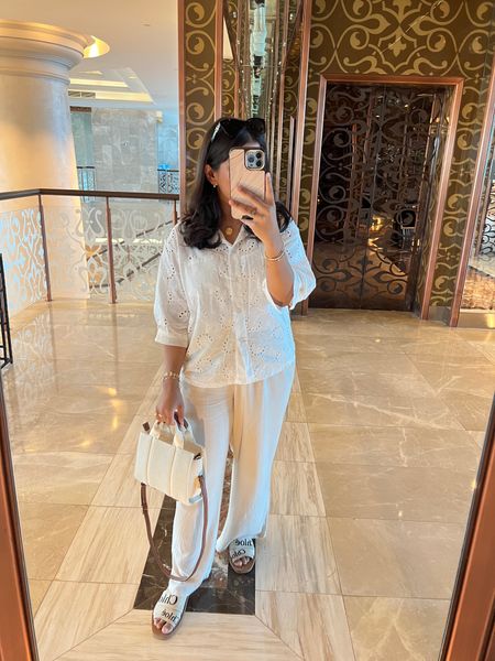 comfiest holiday outfit 

- I'm wearing size 12 in the shirt as I wanted it oversized , size 10 fitted me as well
- the perfect linen trousers ! size 10

#LTKtravel #LTKHolidaySale
