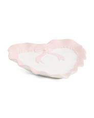 8in scalloped heart bow ceramic trinket tray | TJ Maxx